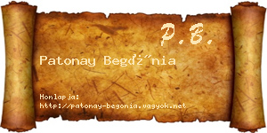 Patonay Begónia névjegykártya